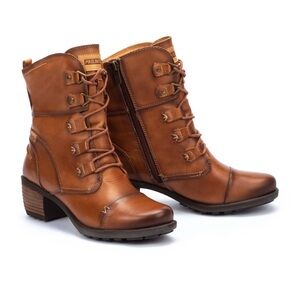 Pikolinos Brown Leather Le Mans Ankle Boots Lace Up